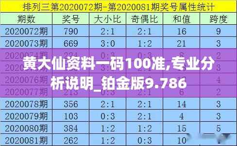 黄大仙资料一码100准,专业分析说明_铂金版9.786