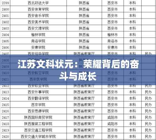 江苏文科状元:荣耀背后的奋斗与成长