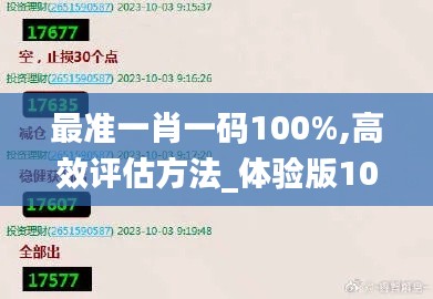 最准一肖一码100%,高效评估方法_体验版10.677