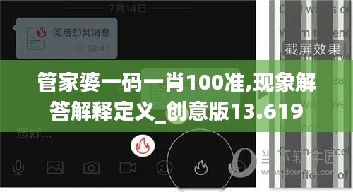 管家婆一码一肖100准,现象解答解释定义_创意版13.619