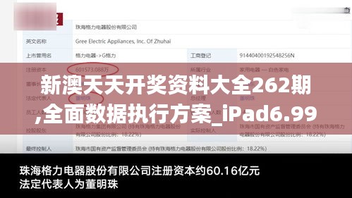 新澳天天开奖资料大全262期,全面数据执行方案_iPad6.998