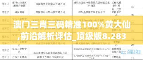 澳门三肖三码精准100%黄大仙,前沿解析评估_顶级版8.283