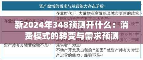 新2024年348预测开什么:消费模式的转变与需求预测
