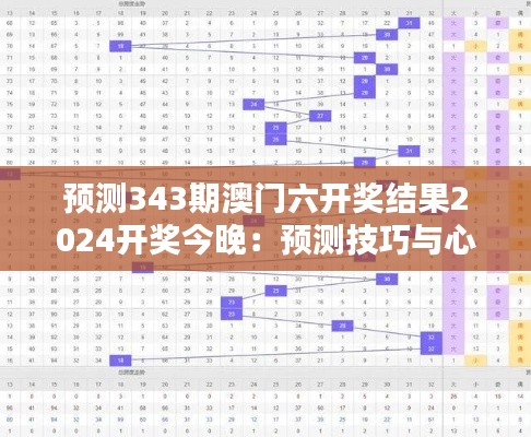 预测343期澳门六开奖结果2024开奖今晚:预测技巧与心得分享