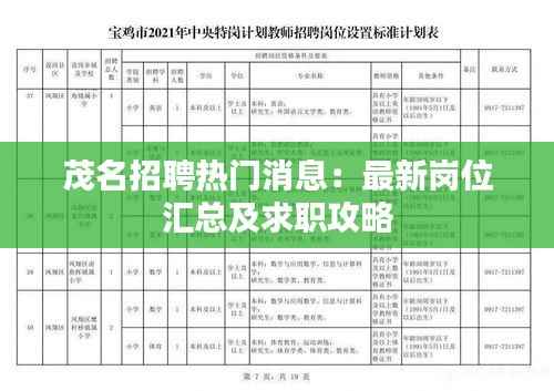 茂名招聘热门消息:最新岗位汇总及求职攻略