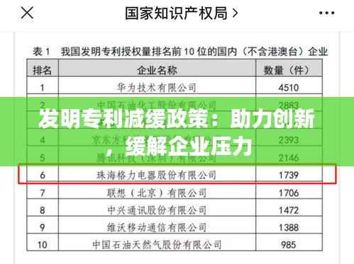 发明专利减缓政策:助力创新,缓解企业压力