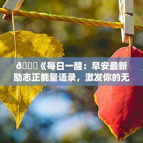 🌟《每日一醒:早安最新励志正能量语录,激发你的无限潜能!》🌟
