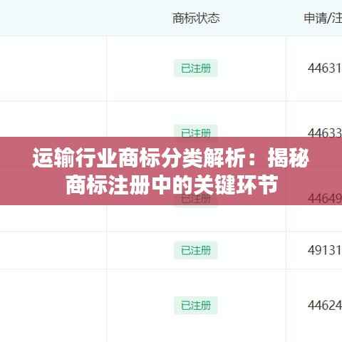 运输行业商标分类解析：揭秘商标注册中的关键环节