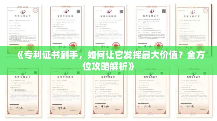《专利证书到手,如何让它发挥最大价值?全方位攻略解析》