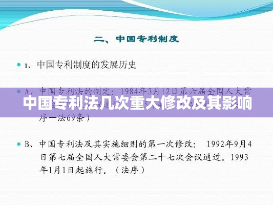 中国专利法几次重大修改及其影响