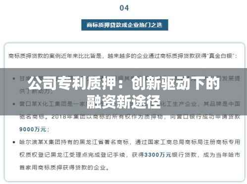 公司专利质押:创新驱动下的融资新途径