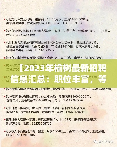 【2023年榆树最新招聘信息汇总:职位丰富,等你来挑】