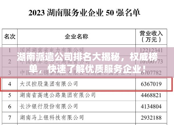 湖南派遣公司排名大揭秘,权威榜单,快速了解优质服务企业!