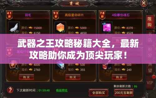 武器之王攻略秘籍大全,最新攻略助你成为顶尖玩家!