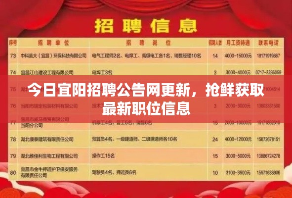 今日宜阳招聘公告网更新,抢鲜获取最新职位信息
