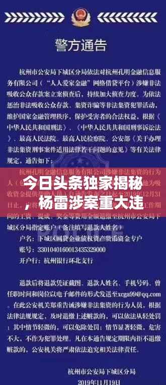 今日头条独家揭秘,杨雷涉案重大违法犯罪案件最新进展