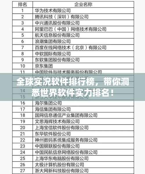 全球实况软件排行榜，带你洞悉世界软件实力排名！