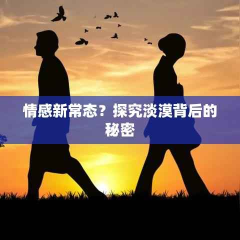 情感新常态?探究淡漠背后的秘密