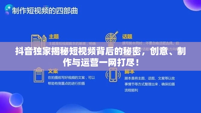 抖音独家揭秘短视频背后的秘密,创意、制作与运营一网打尽!