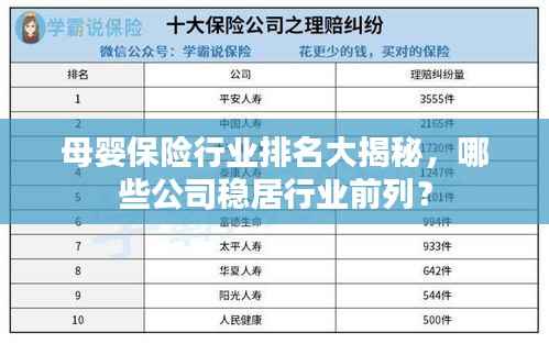 母婴保险行业排名大揭秘,哪些公司稳居行业前列?