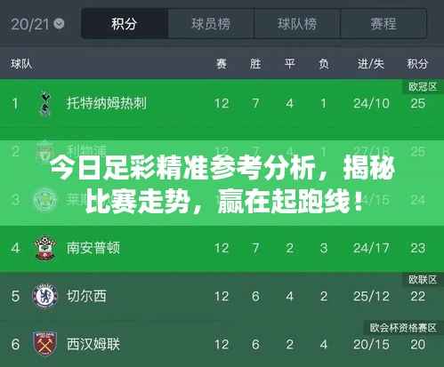 今日足彩精准参考分析,揭秘比赛走势,赢在起跑线!