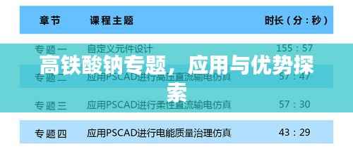 高铁酸钠专题,应用与优势探索