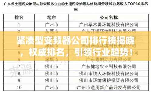 紧凑型变频器公司排行榜揭晓，权威排名，引领行业趋势！