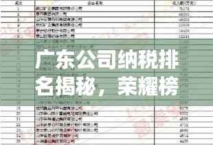 广东公司纳税排名揭秘,荣耀榜单展现纳税大户风采