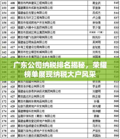 广东公司纳税排名揭秘,荣耀榜单展现纳税大户风采