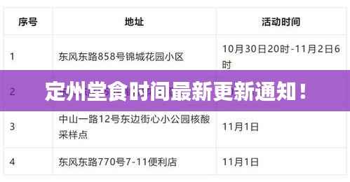 定州堂食时间最新更新通知!