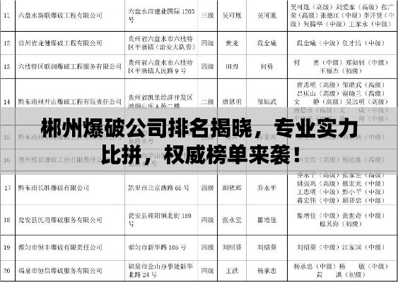 郴州爆破公司排名揭晓,专业实力比拼,权威榜单来袭!