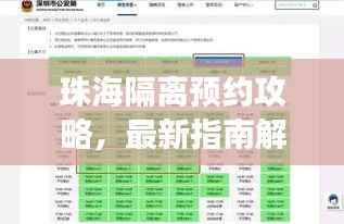 珠海隔离预约攻略,最新指南解读