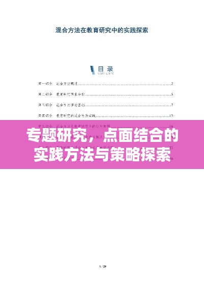 专题研究,点面结合的实践方法与策略探索
