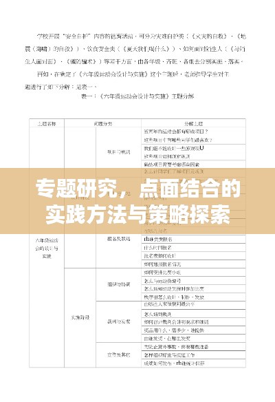 专题研究,点面结合的实践方法与策略探索