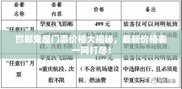 邯郸鬼屋门票价格大揭秘,最新价格表一网打尽!