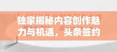 独家揭秘内容创作魅力与机遇,头条签约作者深度探索