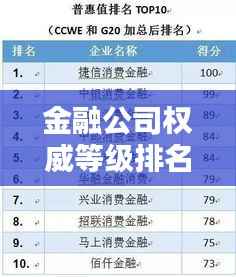 金融公司权威等级排名榜单揭秘,行业权威榜单一网打尽!