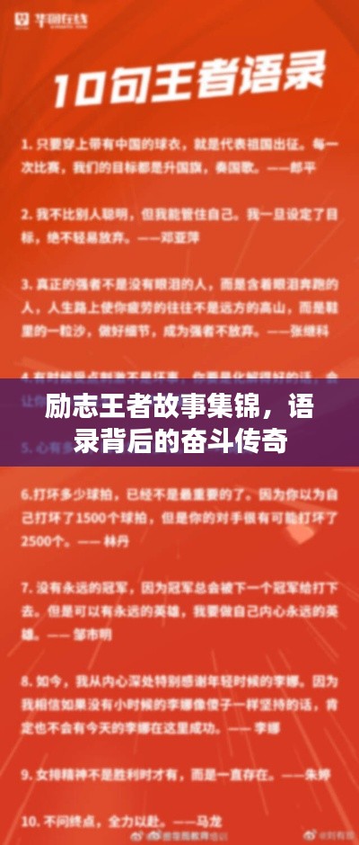 励志王者故事集锦,语录背后的奋斗传奇