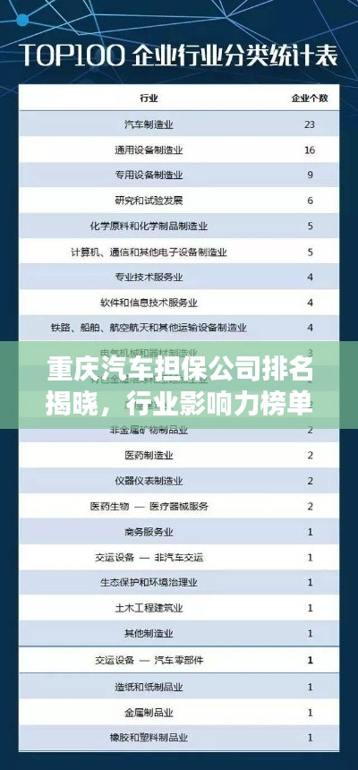 重庆汽车担保公司排名揭晓,行业影响力榜单重磅出炉!