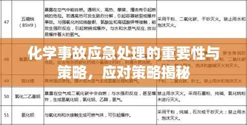 化学事故应急处理的重要性与策略,应对策略揭秘