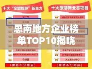 思南地方企业榜单TOP10揭晓！