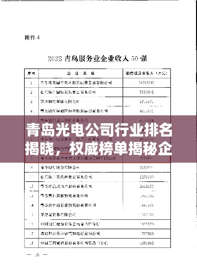 青岛光电公司行业排名揭晓,权威榜单揭秘企业实力地位